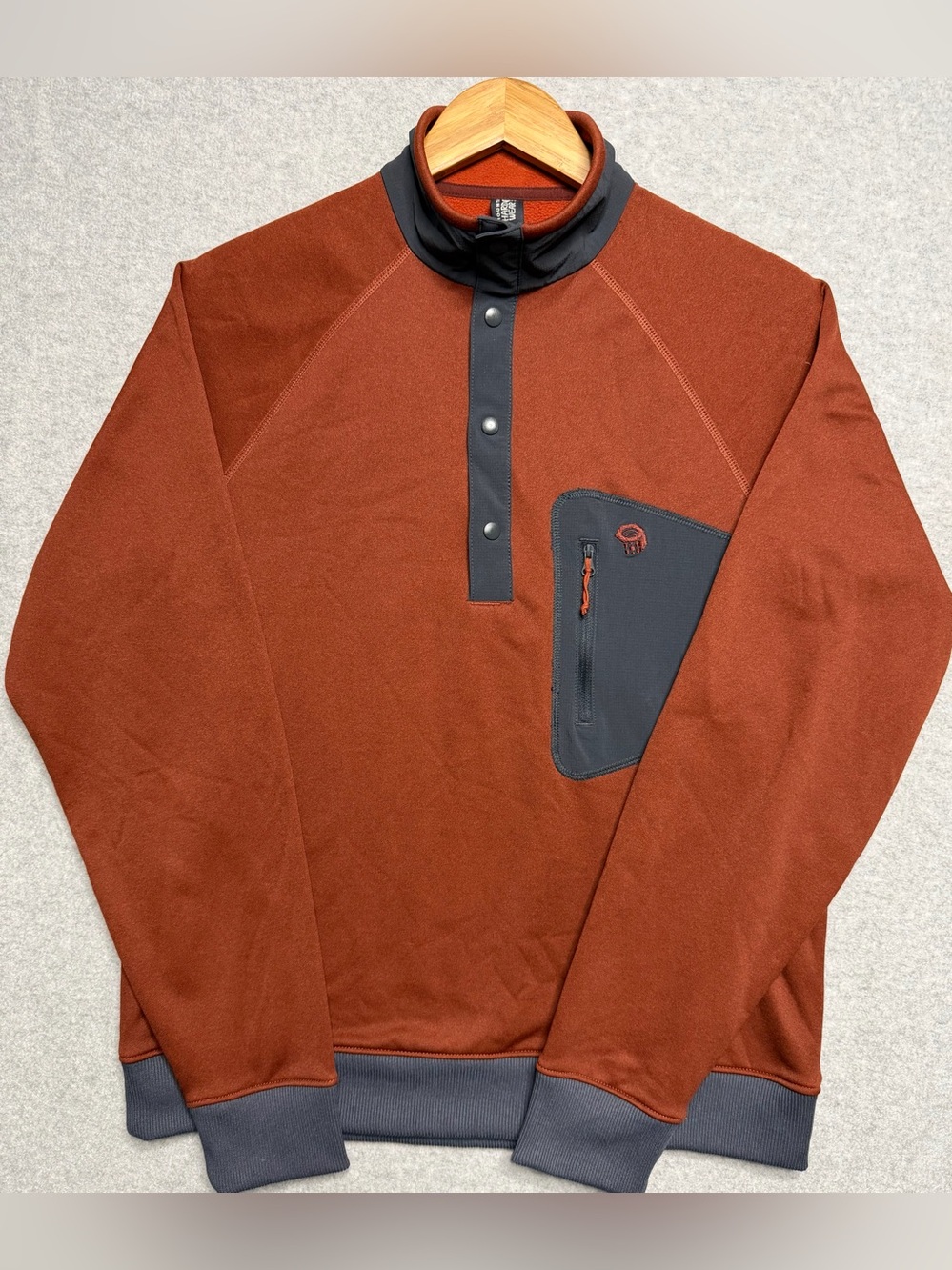 Mountain Hardwear Firetower Snap Pullover Men’s S Rust Fleece Chest Pocket